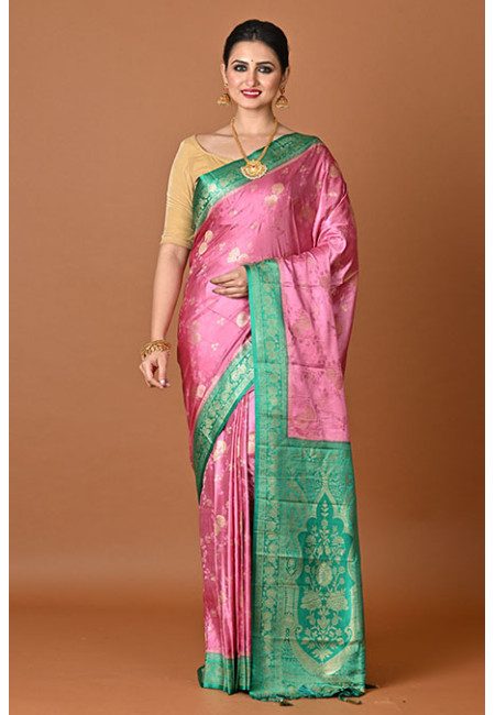 Mauve Color Contrast Soft Gajji Banarasi Silk Saree (She Saree 2439)