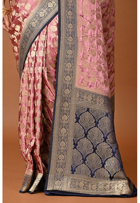Pastel Pink Color Contrast Soft Gajji Banarasi Silk Saree (She Saree 2443)