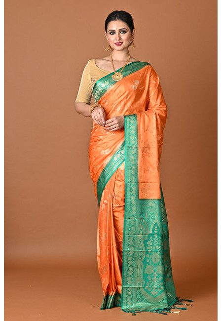 Orange Color Contrast Soft Gajji Banarasi Silk Saree (She Saree 2446)