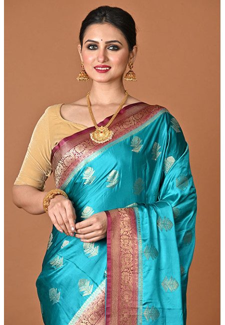 Firoza Color Contrast Soft Gajji Banarasi Silk Saree (She Saree 2451)
