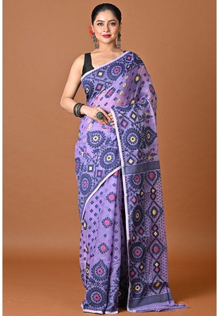 Mauve Color Soft Dhakai Jamdani Saree (She Saree 2463)