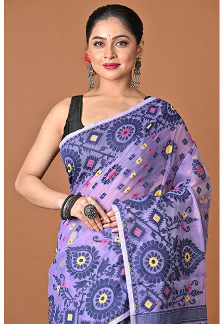 Mauve Color Soft Dhakai Jamdani Saree (She Saree 2463)