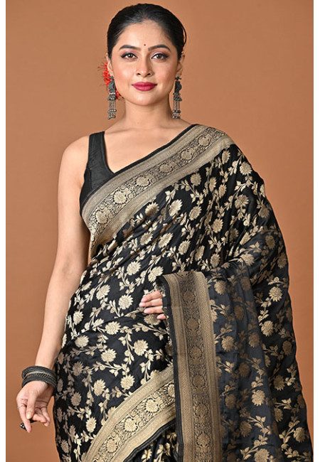 Black Color Soft Gajji Banarasi Silk Saree (She Saree 2476)