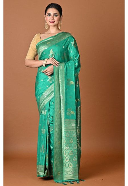 Green Color Soft Manipuri Silk Saree (She Saree 2478)