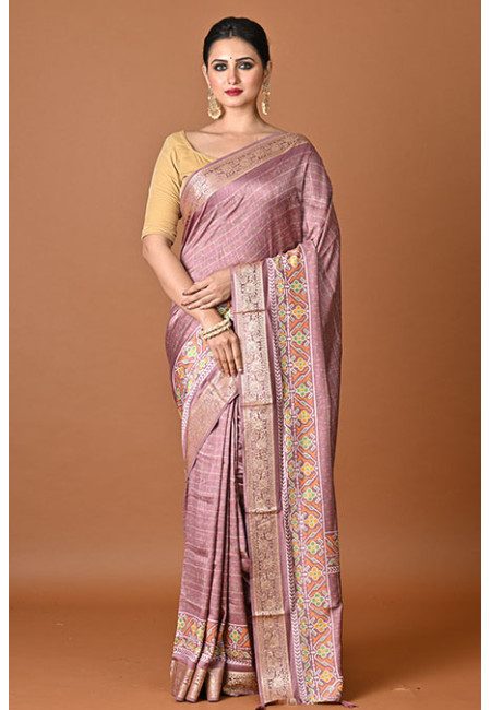 Lavender Color Printed Soft Silk Saree (She Saree 2483)