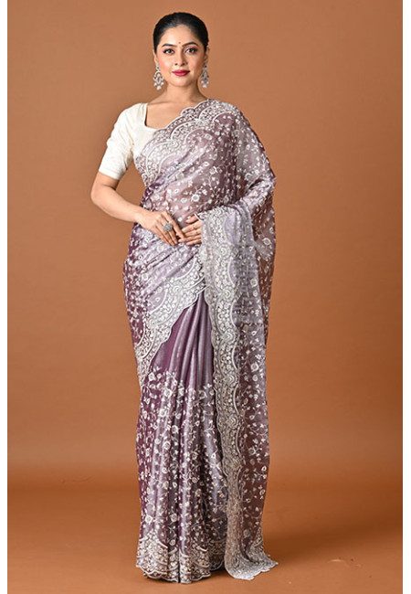 Pastel Lavender Color Embroidery Jimmy Chu Party Wear Saree (She Saree 2500)