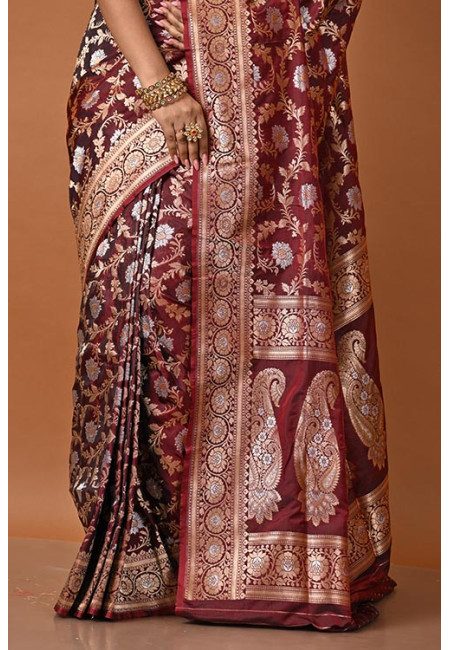 American Brown Color Single Katan Banarasi Silk Saree (She Saree 2200)