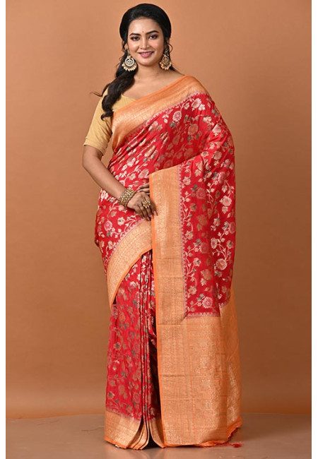 Red Color Designer Contrast Khaddi Georgette Saree (She Saree 2212)