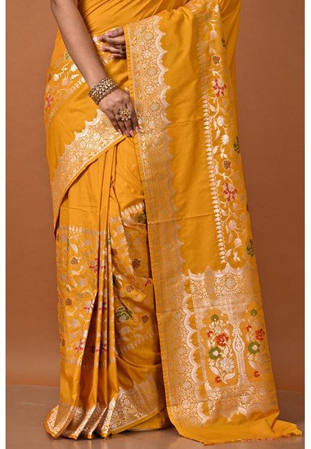 Mustard Color Designer Semi Katan Banarasi Silk Saree (She Saree 2214)