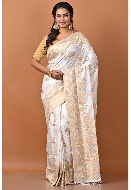 White Color Soft Manipuri Silk Saree (She Saree 2221)