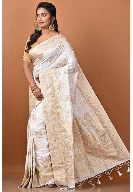 White Color Soft Manipuri Silk Saree (She Saree 2221)