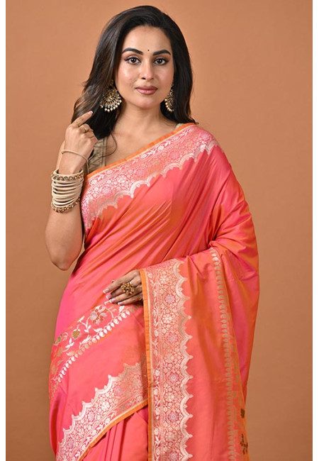 Hot Pink Color Designer Semi Katan Banarasi Silk Saree (She Saree 2232)