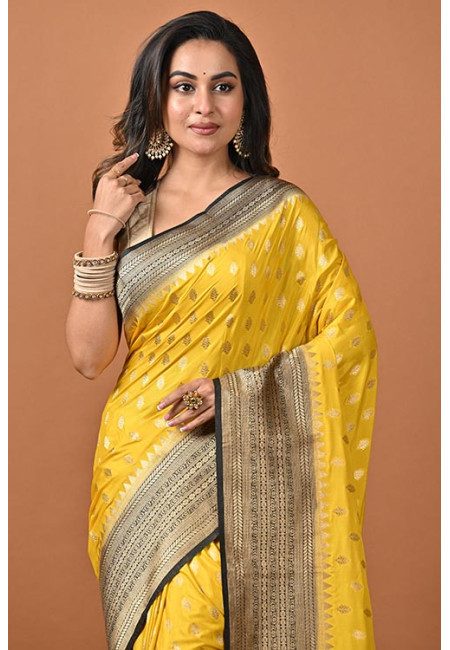 Yellow Color Contrast Soft Banarasi Gajji Silk Saree (She Saree 2236)