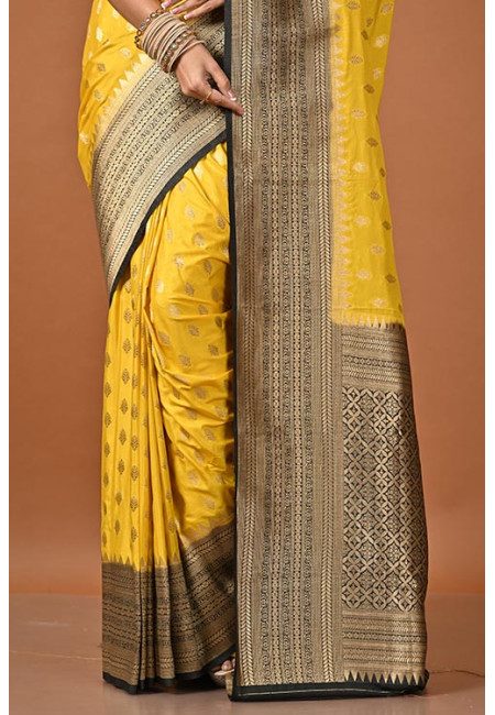 Yellow Color Contrast Soft Banarasi Gajji Silk Saree (She Saree 2236)