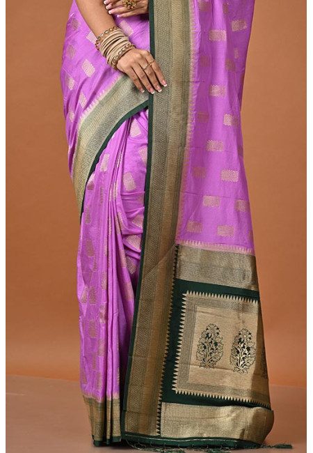 Mauve Color Contrast Soft Banarasi Gajji Silk Saree (She Saree 2239)