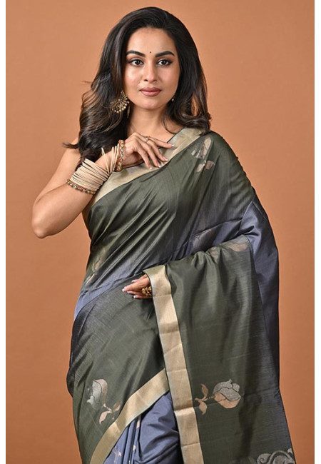 Deep Ash Color Pure Handloom Pattu Silk Saree (She Saree 2242)