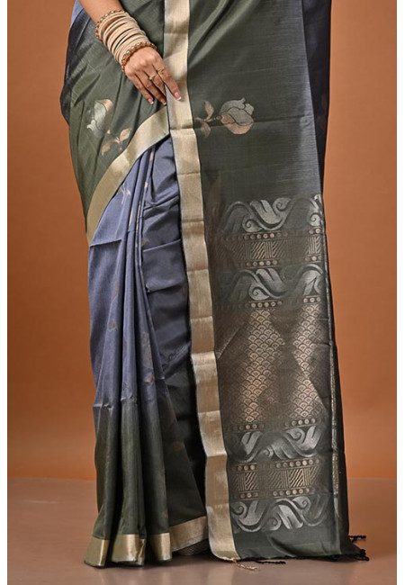 Deep Ash Color Pure Handloom Pattu Silk Saree (She Saree 2242)
