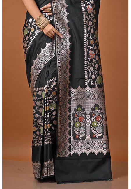 Black Color Designer Semi Katan Banarasi Silk Saree (She Saree 2257)