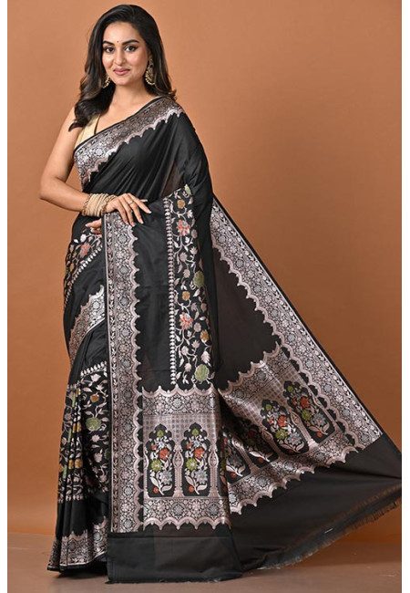 Black Color Designer Semi Katan Banarasi Silk Saree (She Saree 2257)