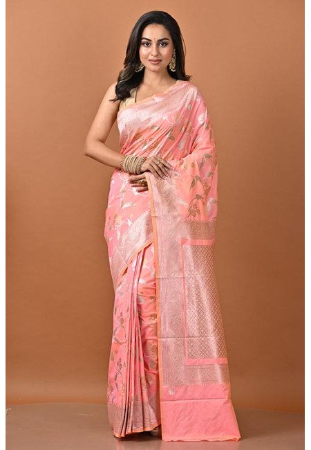 Peach Pink Color Designer Semi Katan Silk Saree (She Saree 2258)