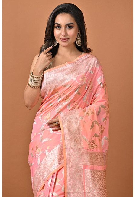 Peach Pink Color Designer Semi Katan Silk Saree (She Saree 2258)