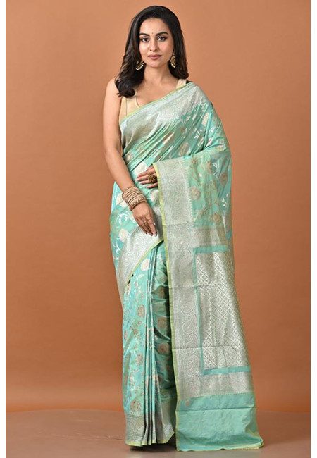 Sea Green Color Designer Semi Katan Silk Saree (She Saree 2260)