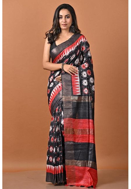 Black Color Printed Gicha Silk Saree (She Saree 2261)