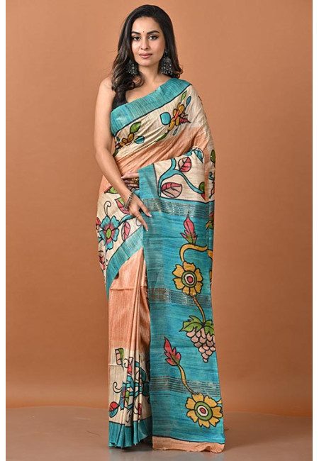 Peach Color Printed Gicha Silk Saree (She Saree 2265)
