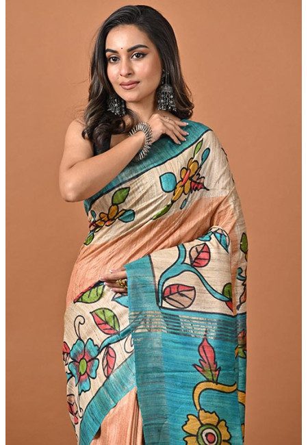 Peach Color Printed Gicha Silk Saree (She Saree 2265)