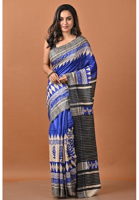 Royal Blue Color Printed Gicha Silk Saree (She Saree 2266)