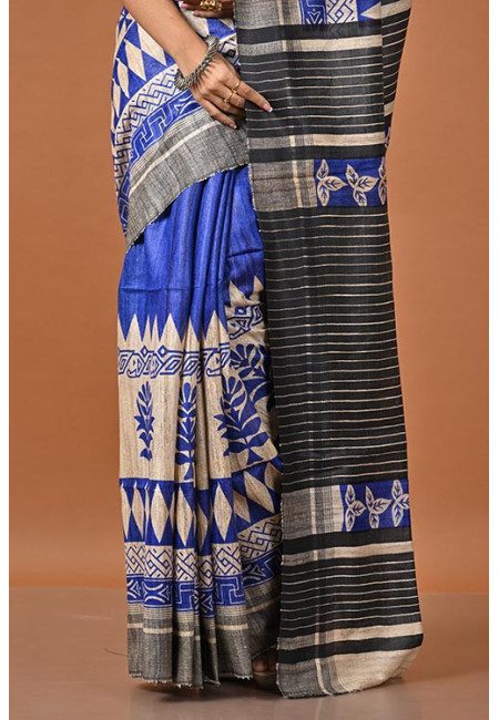 Royal Blue Color Printed Gicha Silk Saree (She Saree 2266)