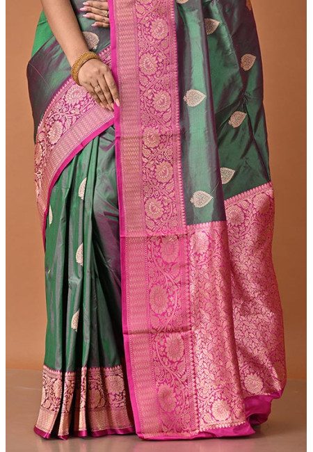 Bottle Green Color Designer Contrast Pure Katan Silk Saree (She Saree 2275)