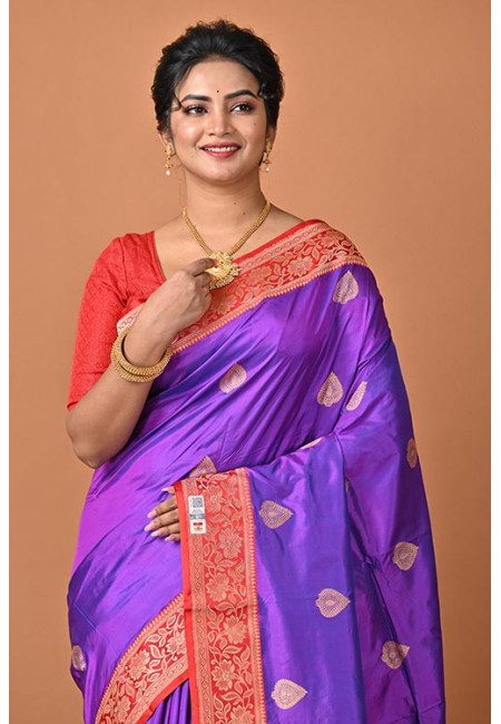 Pancy Purple Color Designer Contrast Pure Katan Silk Saree (She Saree 2289)