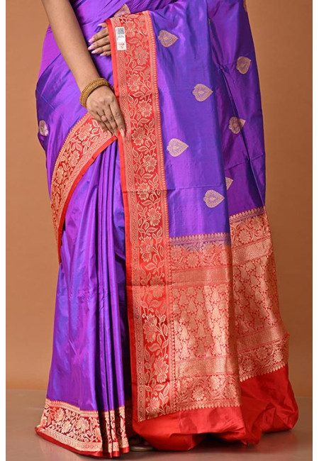Pancy Purple Color Designer Contrast Pure Katan Silk Saree (She Saree 2289)