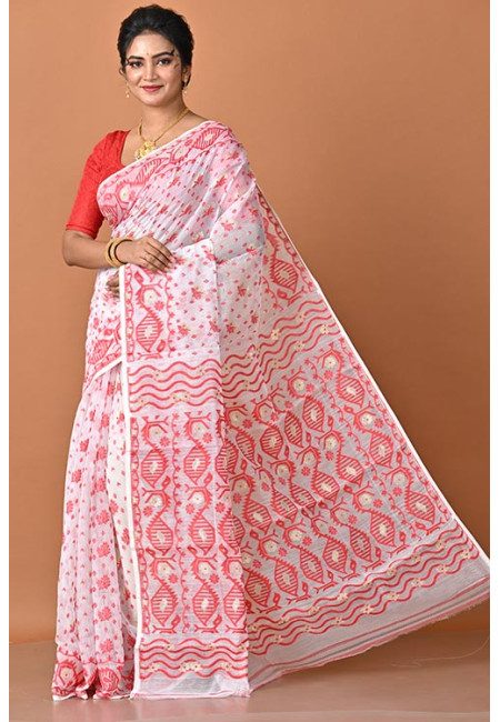 White Color Soft Dhakai Jamdani Saree (She Saree 2297)