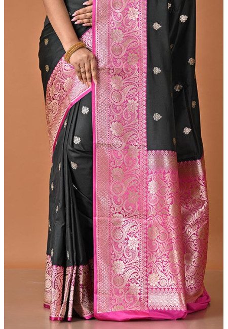Black Color Designer Contrast Semi Katan Silk Saree (She Saree 2307)