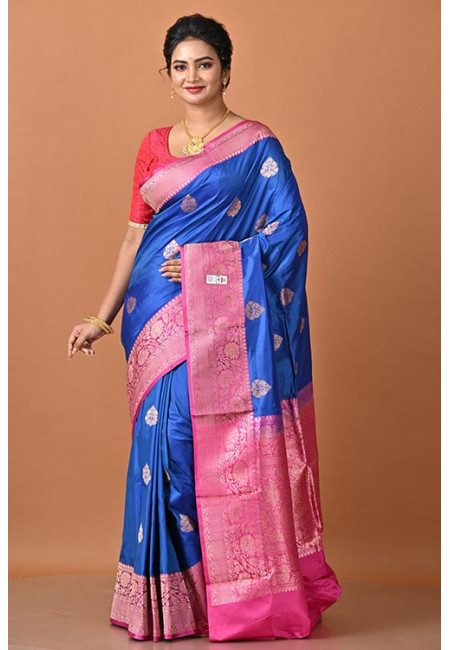 Royal Blue Color Designer Contrast Pure Katan Silk Saree (She Saree 2308)