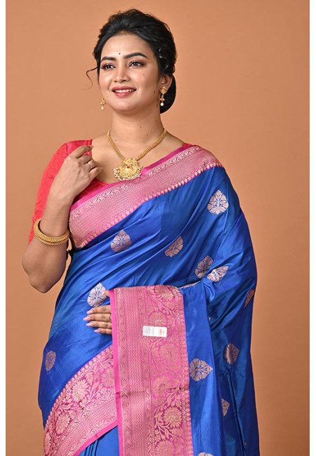Royal Blue Color Designer Contrast Pure Katan Silk Saree (She Saree 2308)