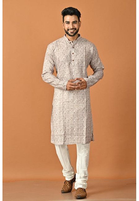 Grey Color Printed Cotton Punjabi Set For Men (She Punjabi 762)