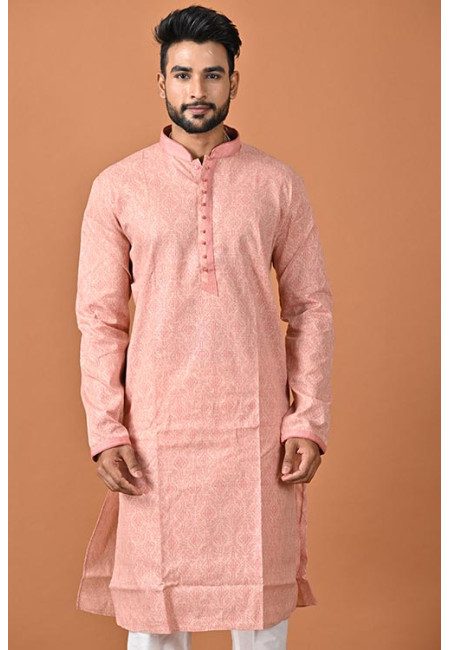 Peach Color Printed Cotton Punjabi Set For Men (She Punjabi 763)