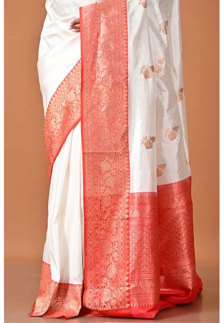 White Color Designer Contrast Pure Katan Silk Saree (She Saree 2323)