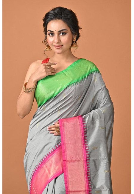 Grey Color Designer Contrast Fancy Kanjivaram Silk Saree (She Saree 2341)