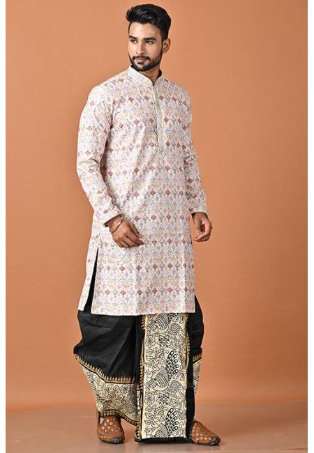 Light Grey Color Printed Sequins Punjabi For Men (She Punjabi 781)