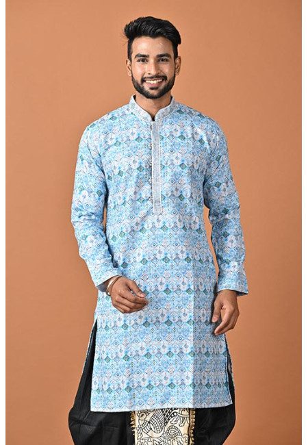 Light Blue Color Printed Sequins Punjabi For Men (She Punjabi 783)