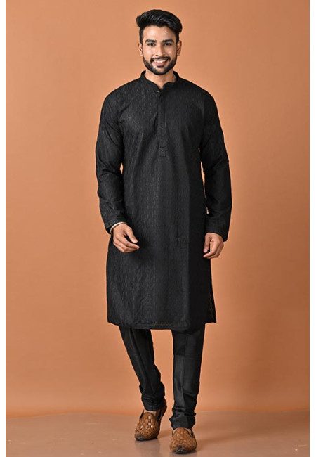 Black Color Chikankari Rich Cotton Punjabi Set For Men (She Punjabi 788)