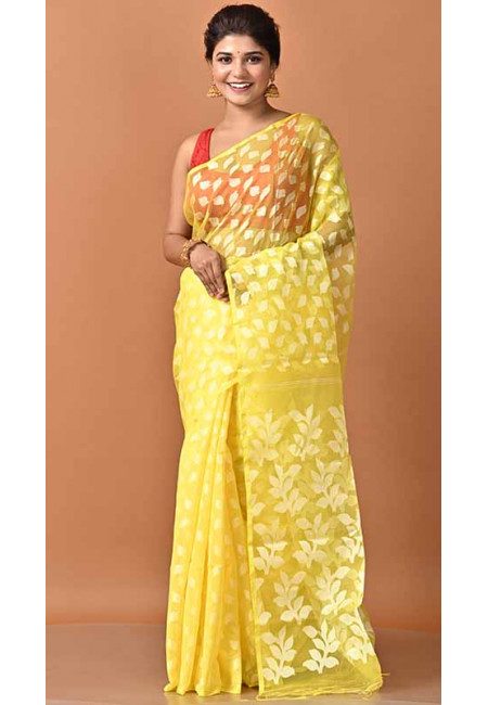 Yellow Color Muslin Dhakai Jamdani Saree (She Saree 1612)