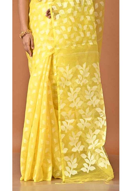 Yellow Color Muslin Dhakai Jamdani Saree (She Saree 1612)