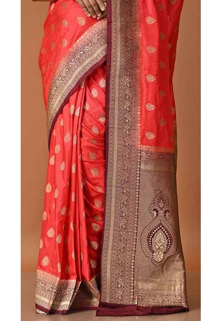 Parry Red Color Designer Khaddi Silk Saree (She Saree 1620)