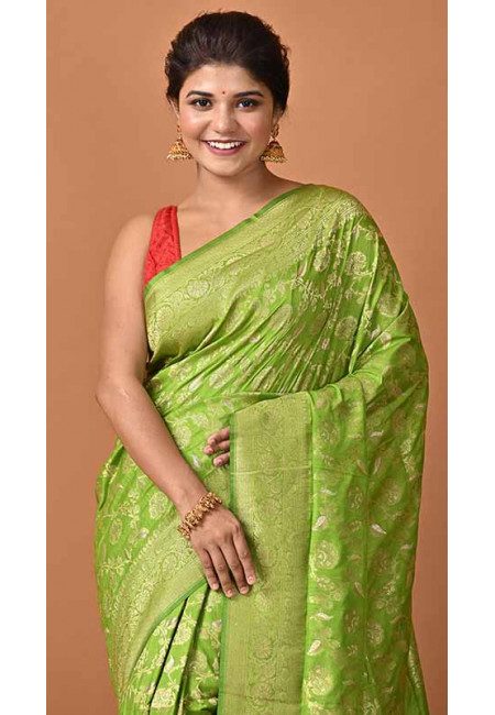 Deep Olive Green Color Soft Manipuri Silk Saree (She Saree 1625)