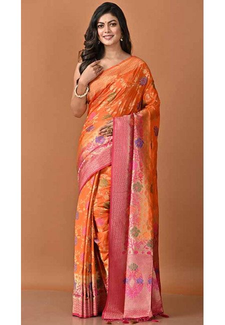Orange Color Semi Katan Silk Saree (She Saree 1647)